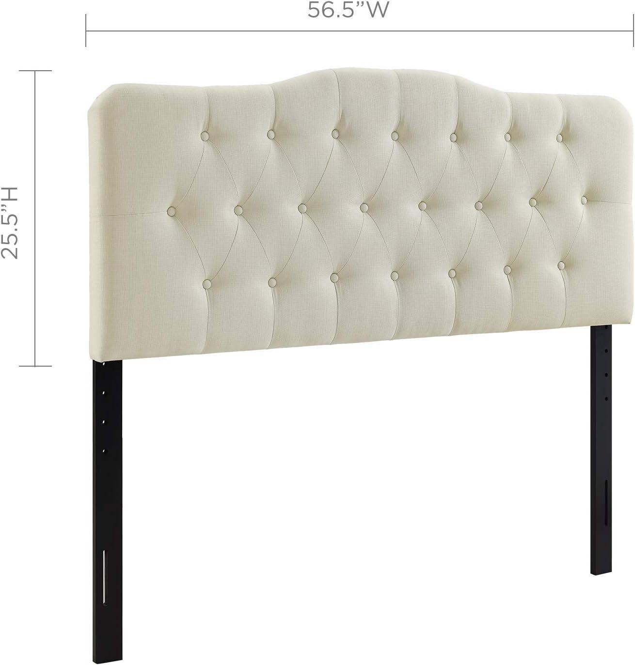 Ivory Tufted Upholstered Full Headboard with Polyester Fabric