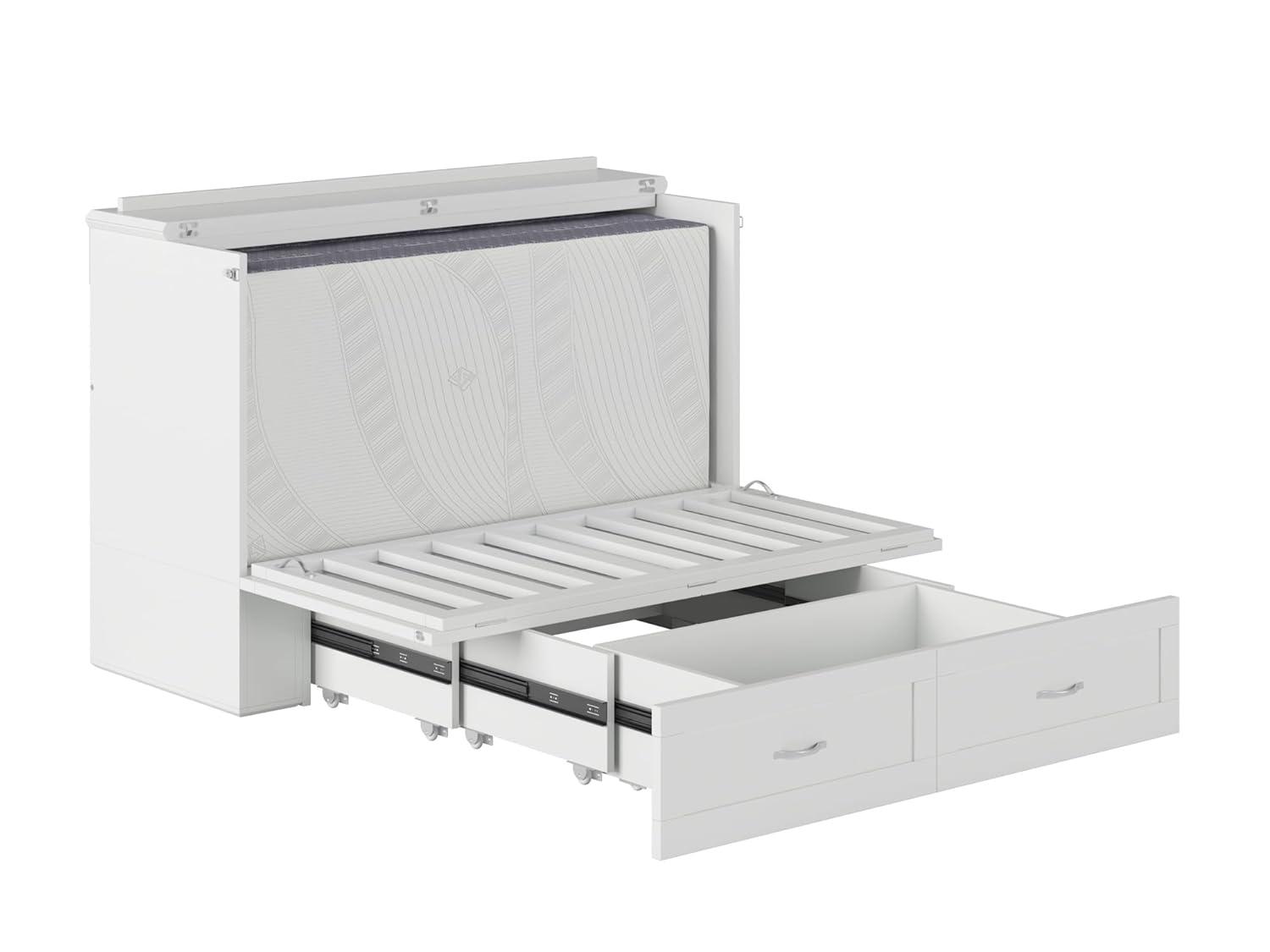 AFI Hamilton Full Solid Wood Murphy Bed Chest with Built-In Charger in White