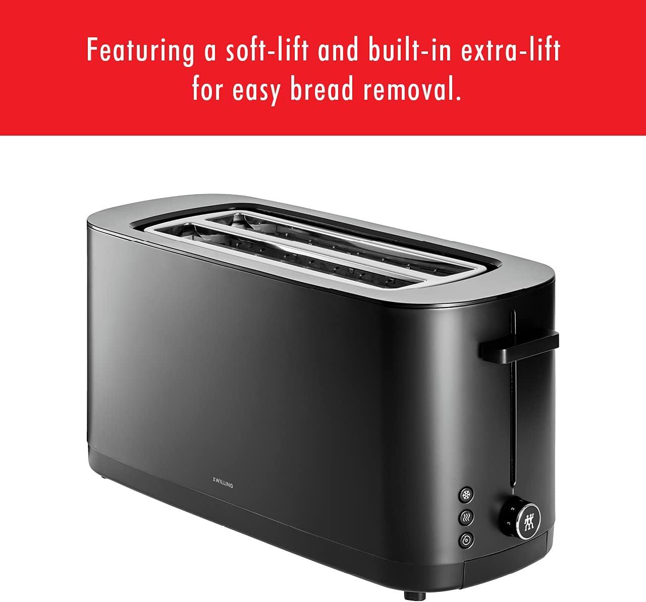 Black Digital 4-Slice Long Slot Toaster with Wide Slots