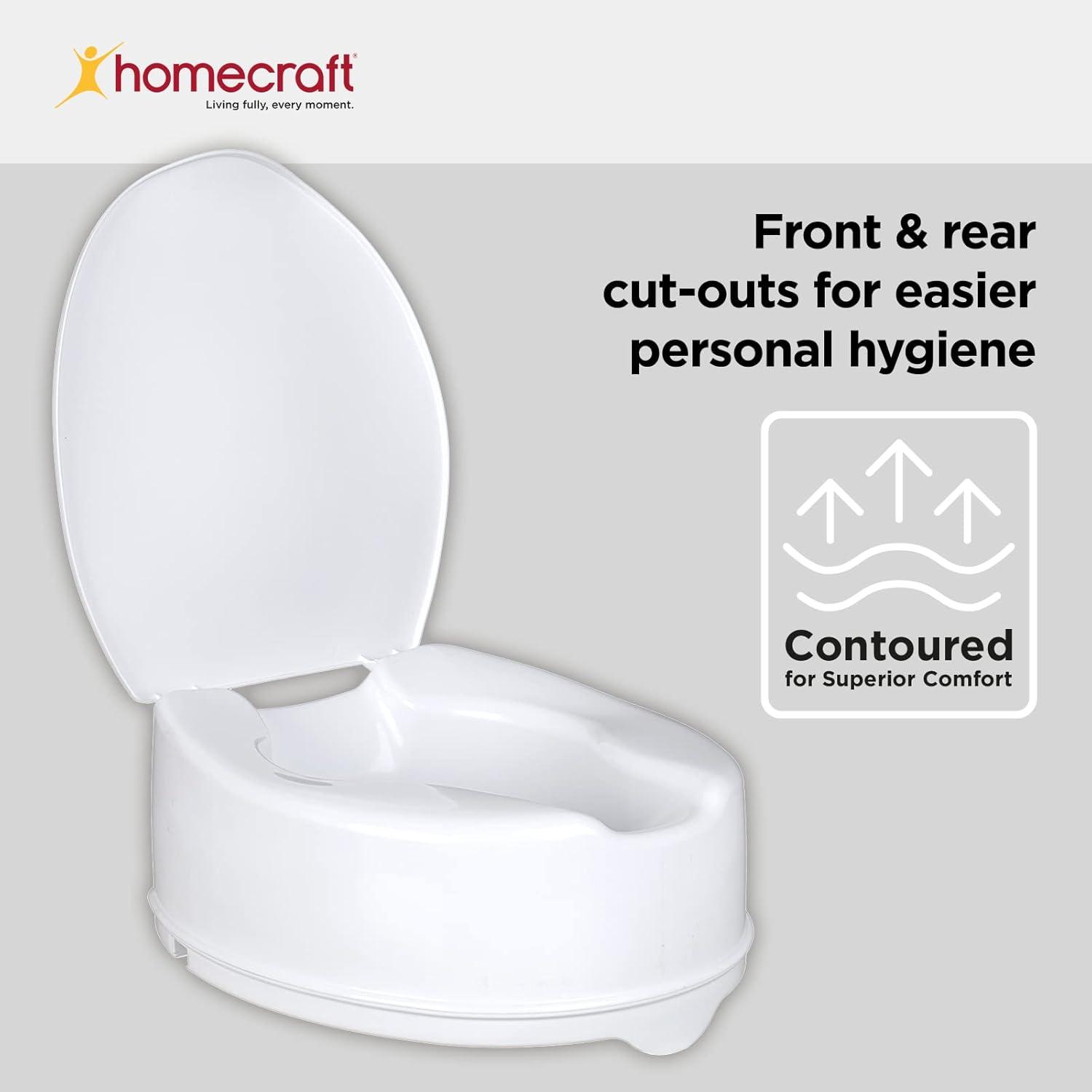 Homecraft Savanah Raised Toilet Seat with Lid, 6" High, 1 Pack