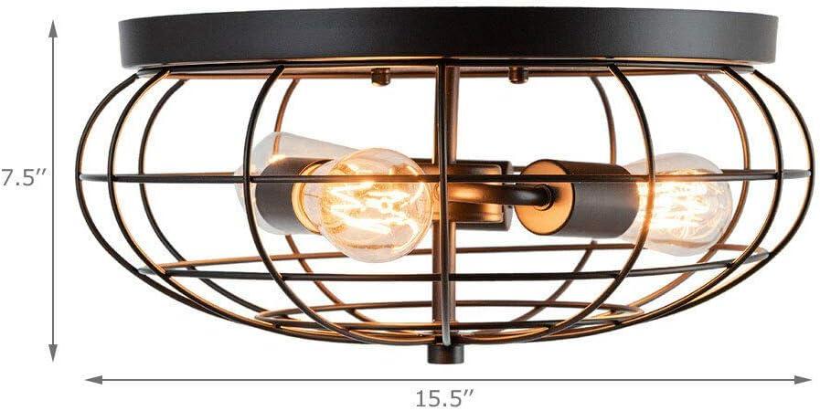 Tangkula 3-Light Industrial Style Rustic Ceiling Light Fixture with Iron Metal Cage Lampshade, Vintage Ceiling Lighting Lamp