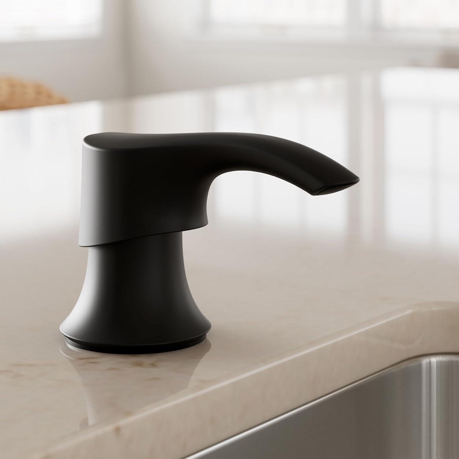 Matte Black Metal Kitchen Sink Soap Dispenser, 16-Ounce