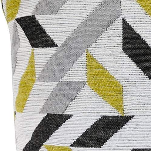 Modern Abstract Yellow and Grey Feather Filled Square Throw Pillow