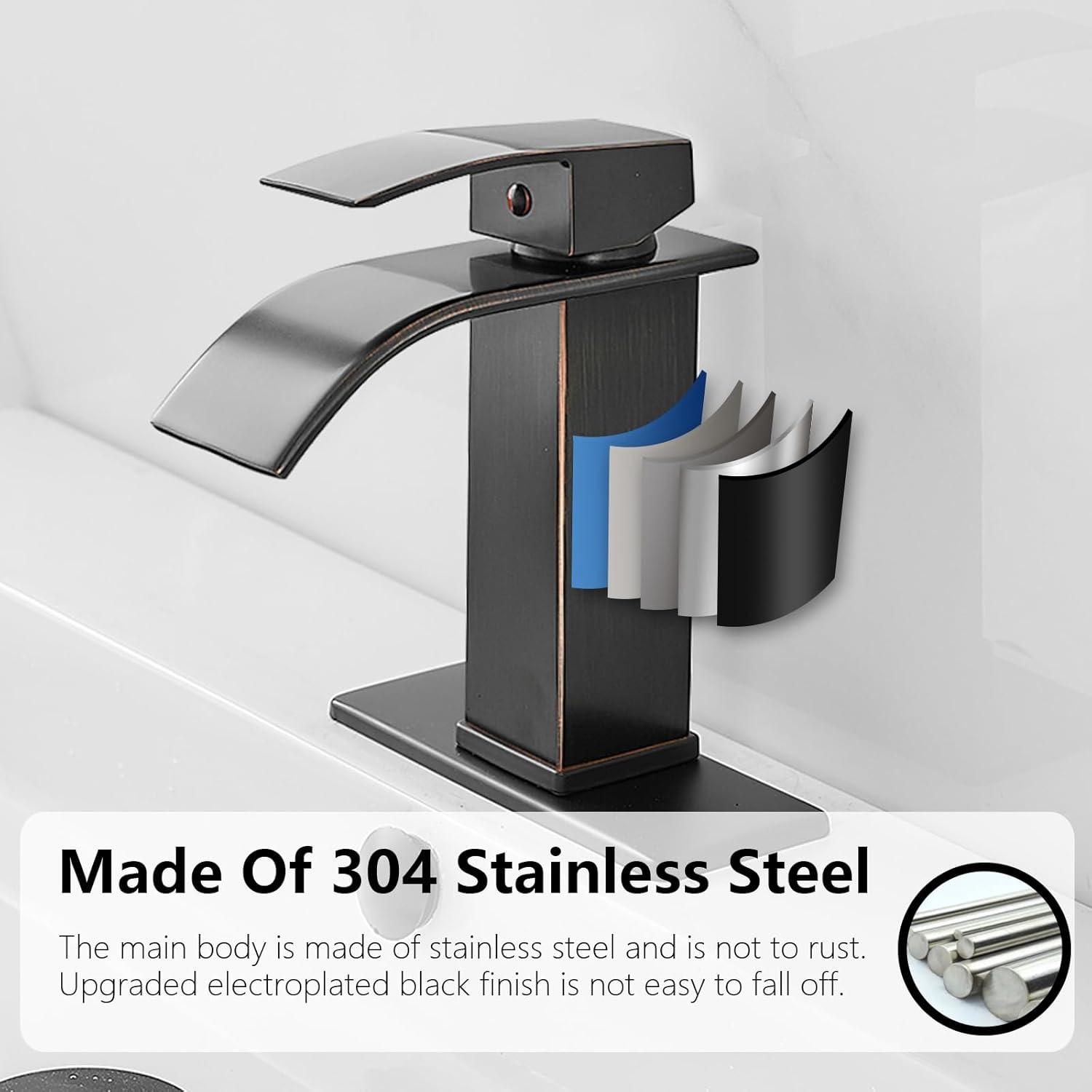 Oil Rubbed Bronze Single Handle Waterfall Bathroom Faucet