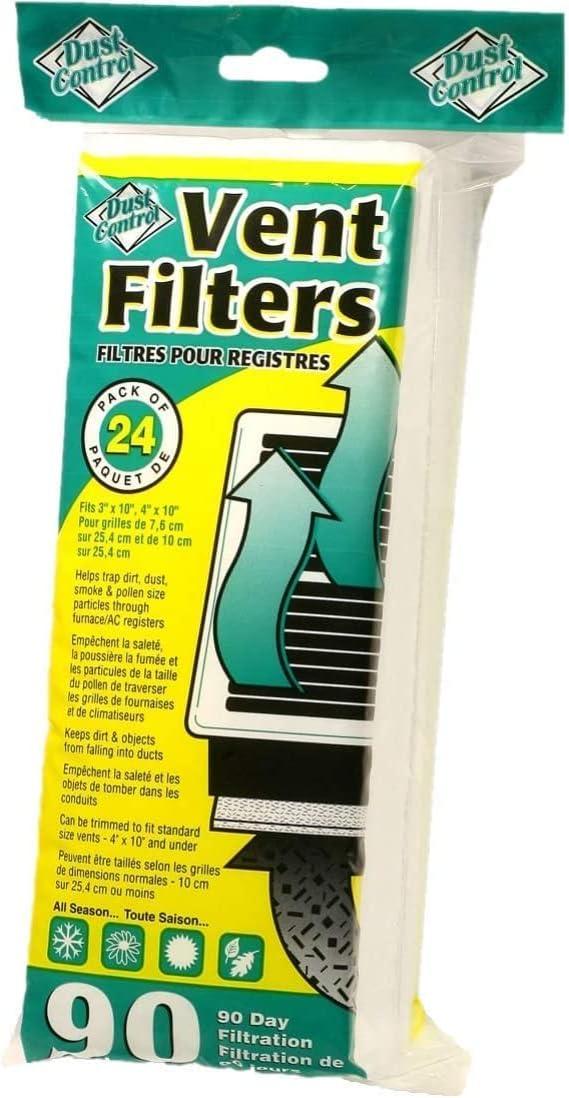 Dust Control Furnace AC Register Air Vent Filters 4" x 10", 24 Pack