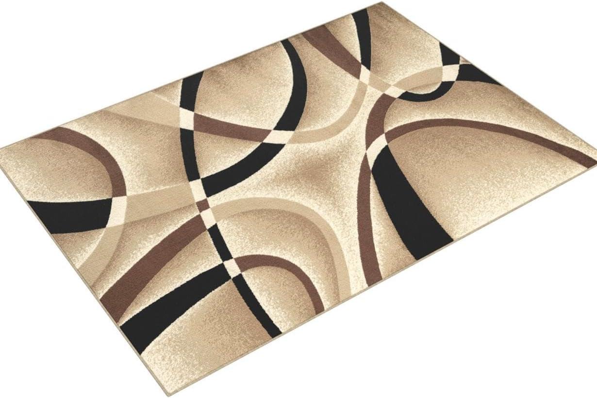 Fidel Abstract Machine Made Power Loom Polypropylene Indoor Area Rug in Beige