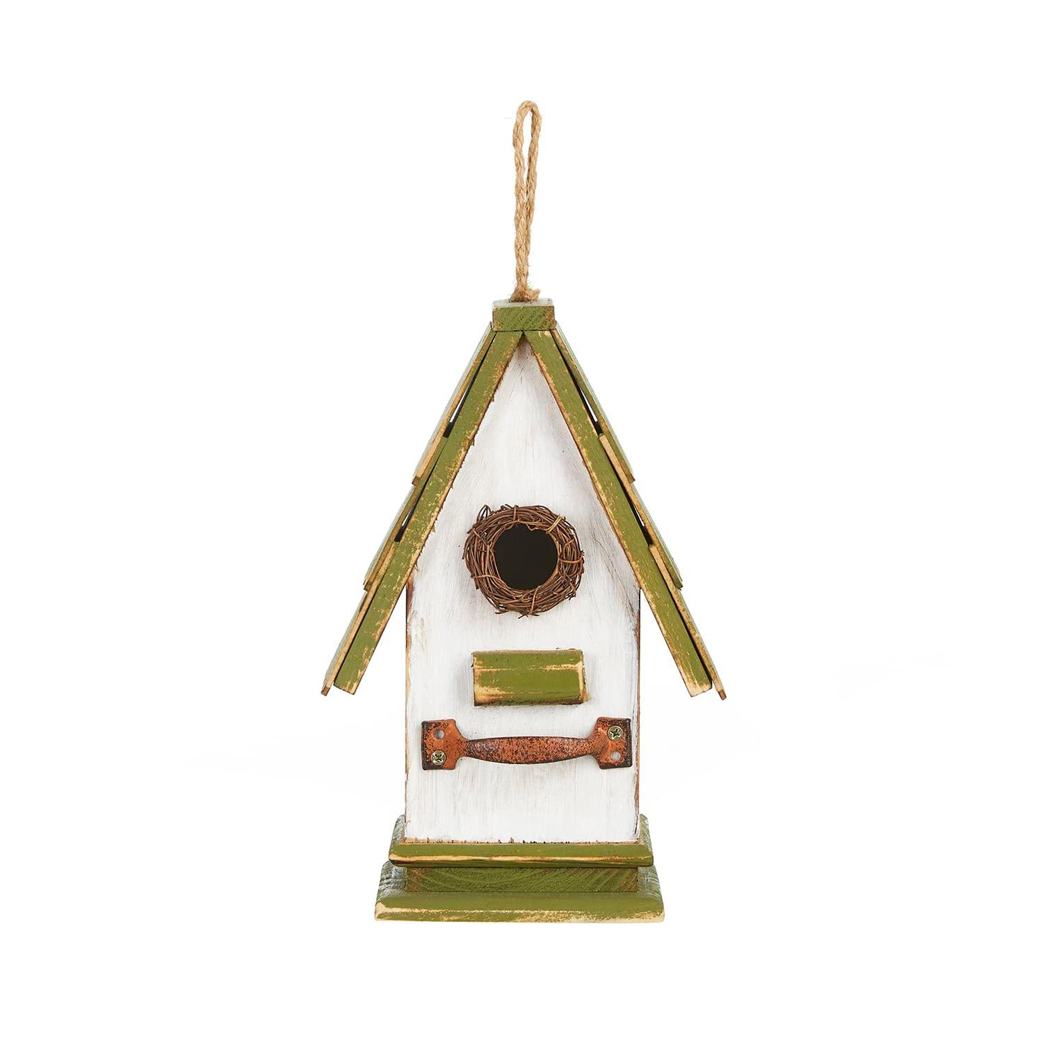 Glitzhome 4.09 in. Distressed Wooden Birdhouse Wall Hanging