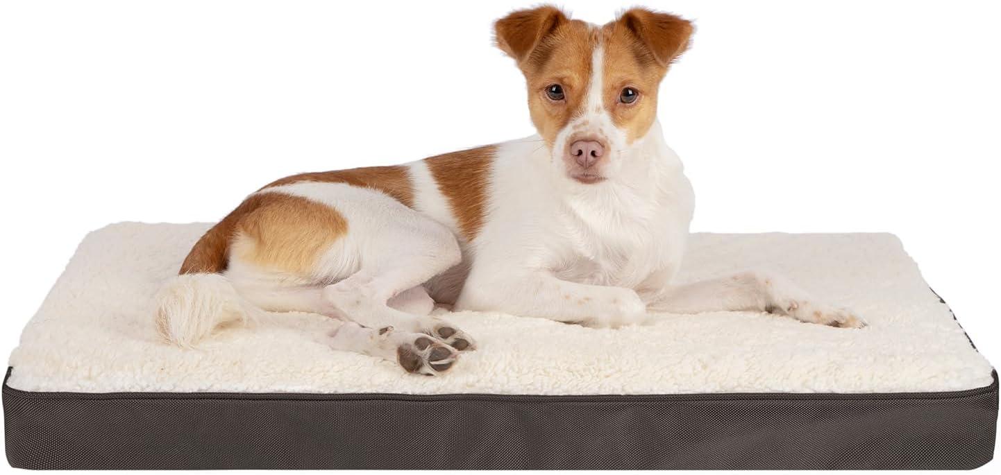Best Pet Supplies Dog Crate Mat with Waterproof Exterior, Orthopedic Foam, and Sherpa Cover - Brown