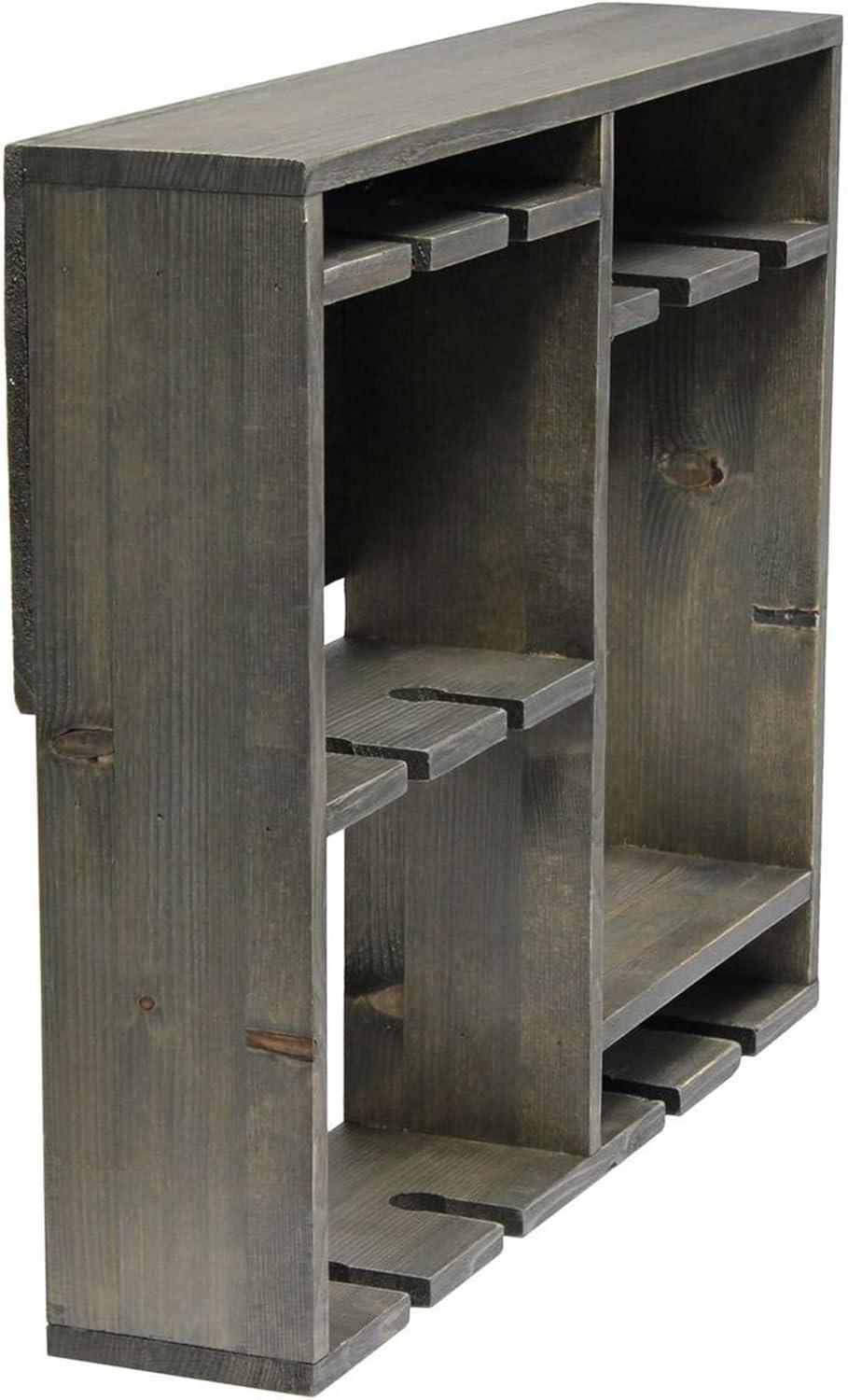 Bartow Wall Mounted Wood Wine Rack Shelf with Glass Holder Gray Wash - Elegant Designs