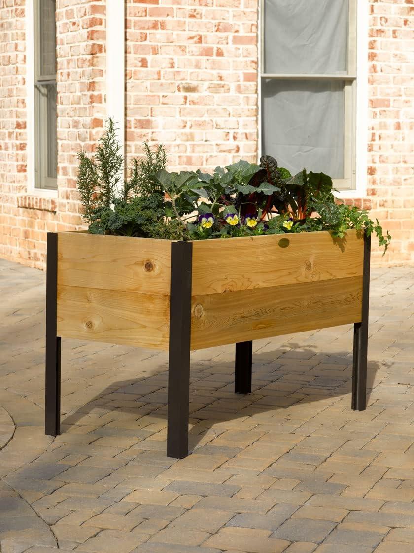Gardener's Supply Company Raised Garden Bed Elevated Cedar Planter Box | 2' x 4' Heavy Duty Standing Garden Planters for Outdoor Plant Vegetables & Flower Gardening Perfect for Patio, Lawn & Backyard