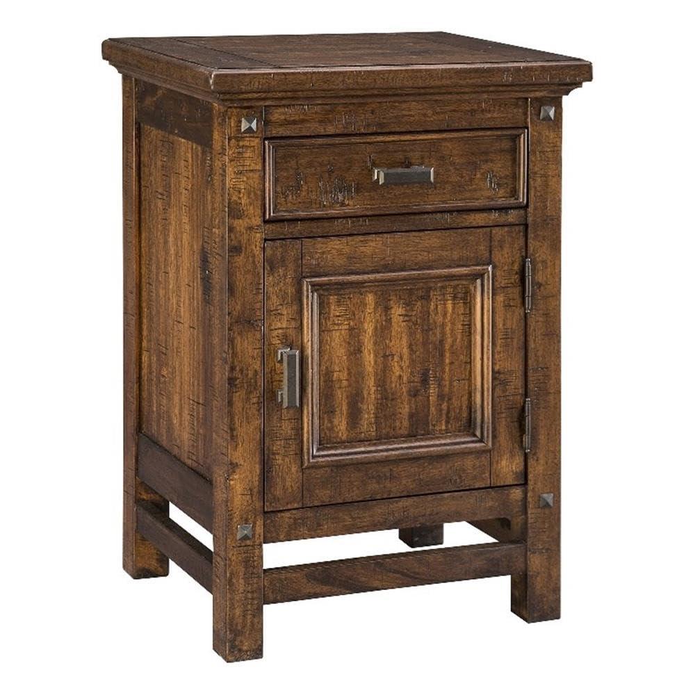 Intercon Furniture Mesita de Noche de Madera para Dormitorio Wolf Creek con Puerta - Marrón