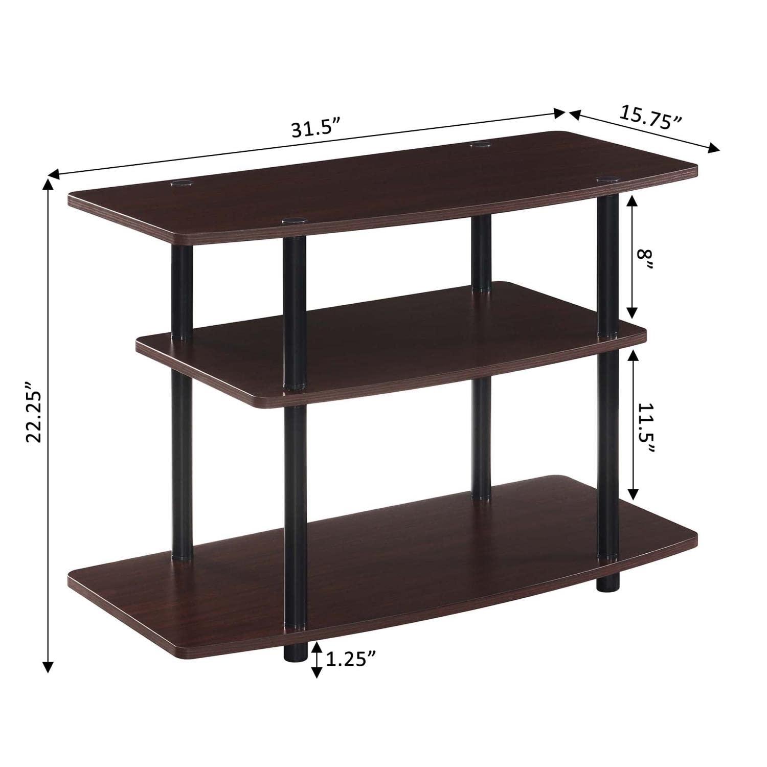 Convenience Concepts Designs2Go No Tools 3 Tier TV Stand, Espresso/Black Poles