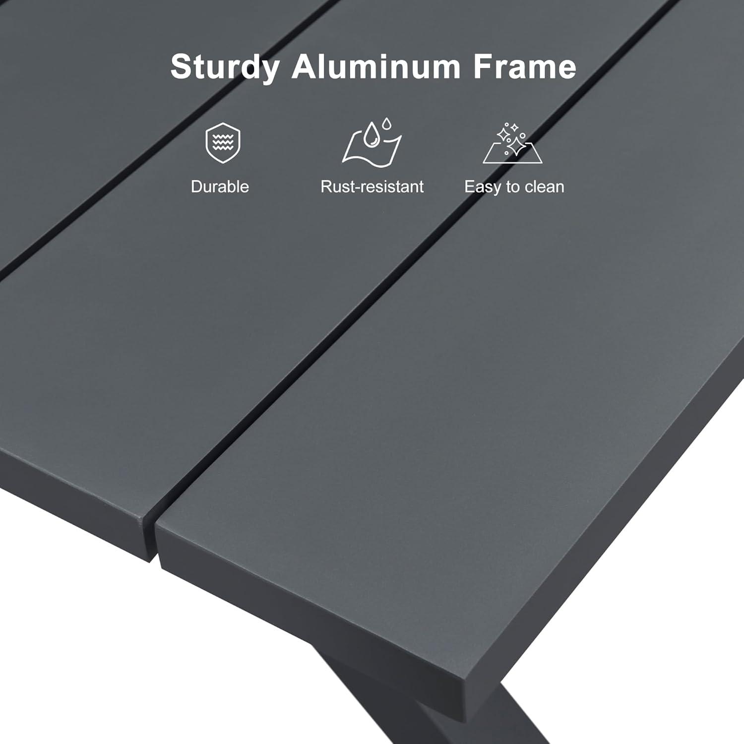 PURPLE LEAF 7 Pieces Outdoor Dining Set All-Weather PE Rattan Outdoor Patio Furniture Set with All Aluminum Frame Rectangular Table and Chairs Set for Lawn Garden Backyard Deck, Grey