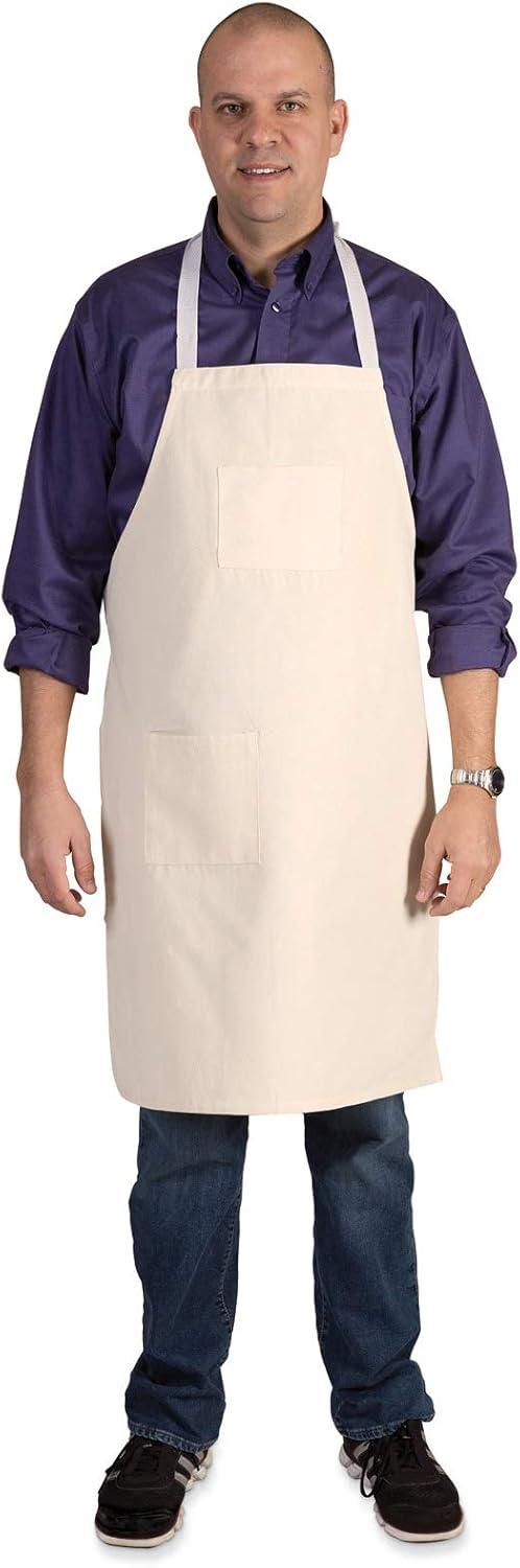 Full Length Off-White Cotton Art Apron with Pockets