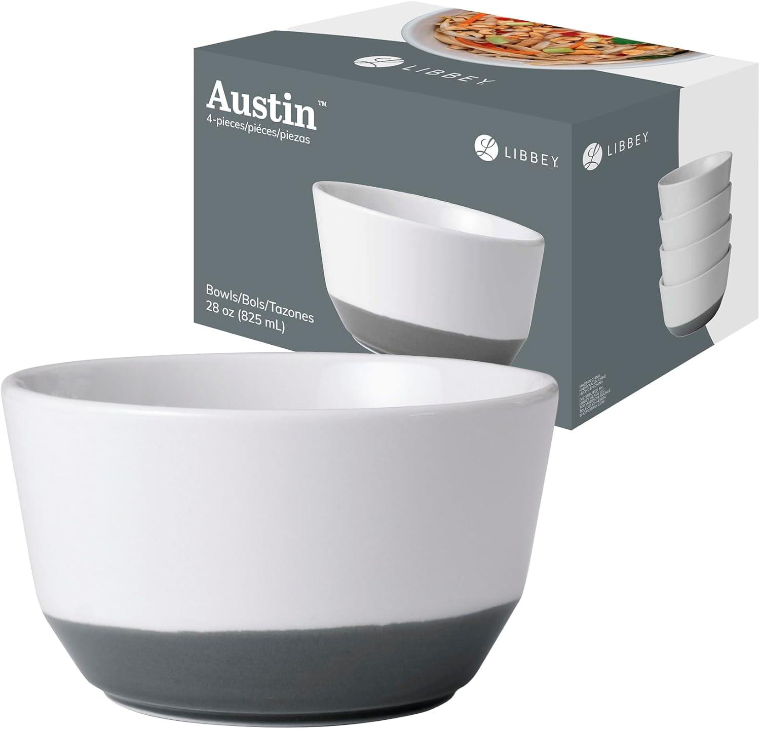 Austin Libbey 28-Ounce Porcelain Soup Salad Bowl, Set Of 4 (Set of 4)