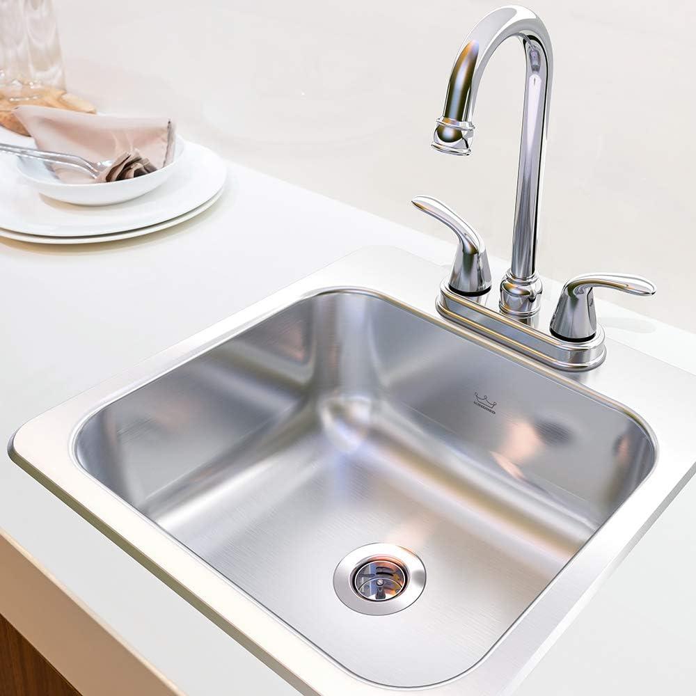 Kindred 15-inch Stainless Steel Top Mount Bar Sink with Faucet