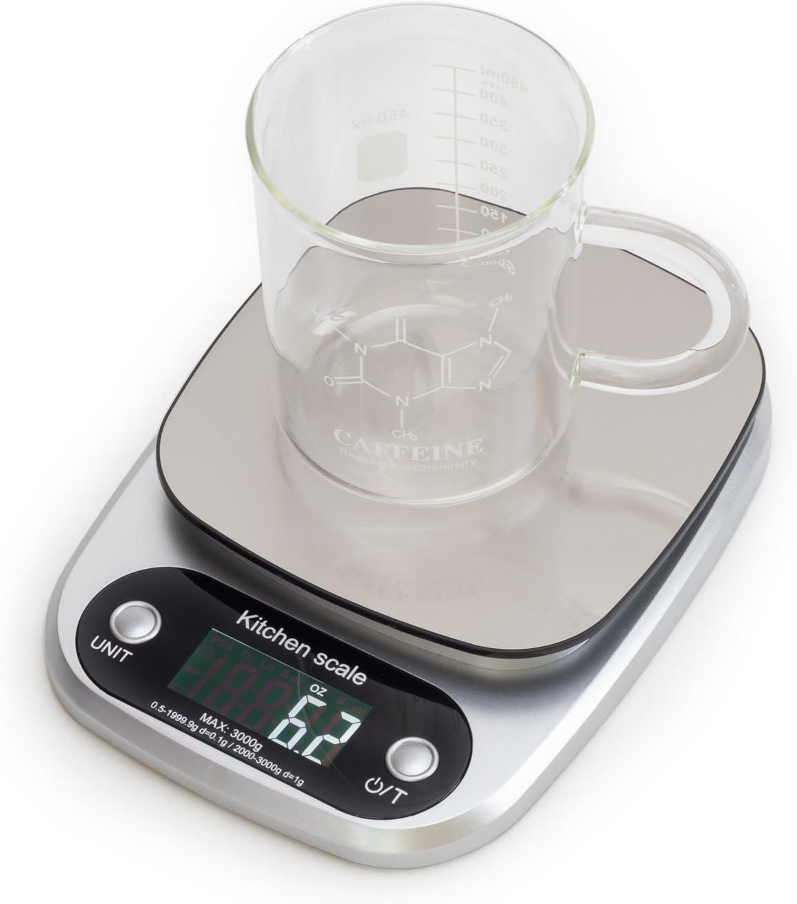 Caffeine Beaker Mug, Caffeine Molecule Mug - Chemistry Mug 16 oz Borosilicate Glass Coffee Mugs with Handle and Measuring for Coffee, Latte, Tea or Hot and Cold Beverage - Tea Coffee Mug