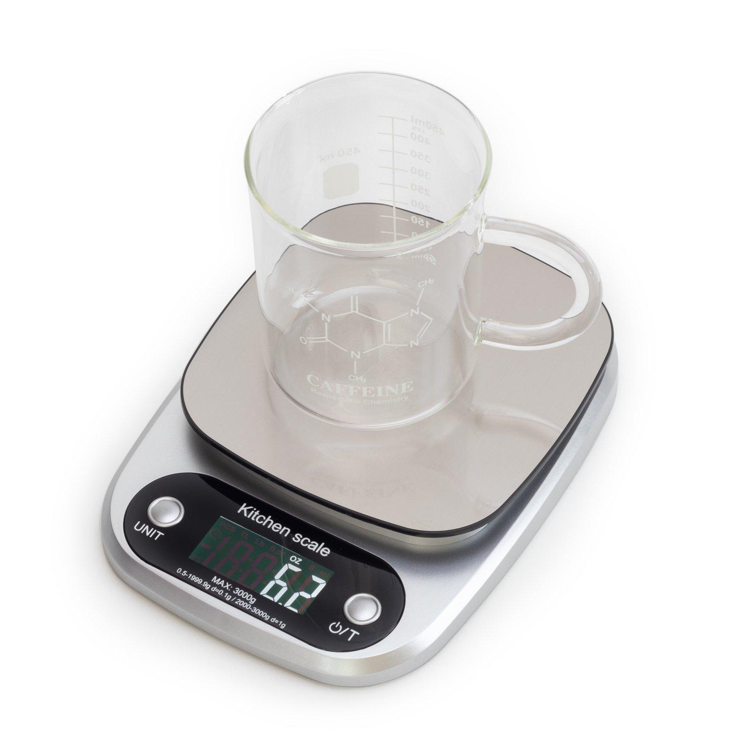 Caffeine Beaker Mug, Caffeine Molecule Mug - Chemistry Mug 16 oz Borosilicate Glass Coffee Mugs with Handle and Measuring for Coffee, Latte, Tea or Hot and Cold Beverage - Tea Coffee Mug