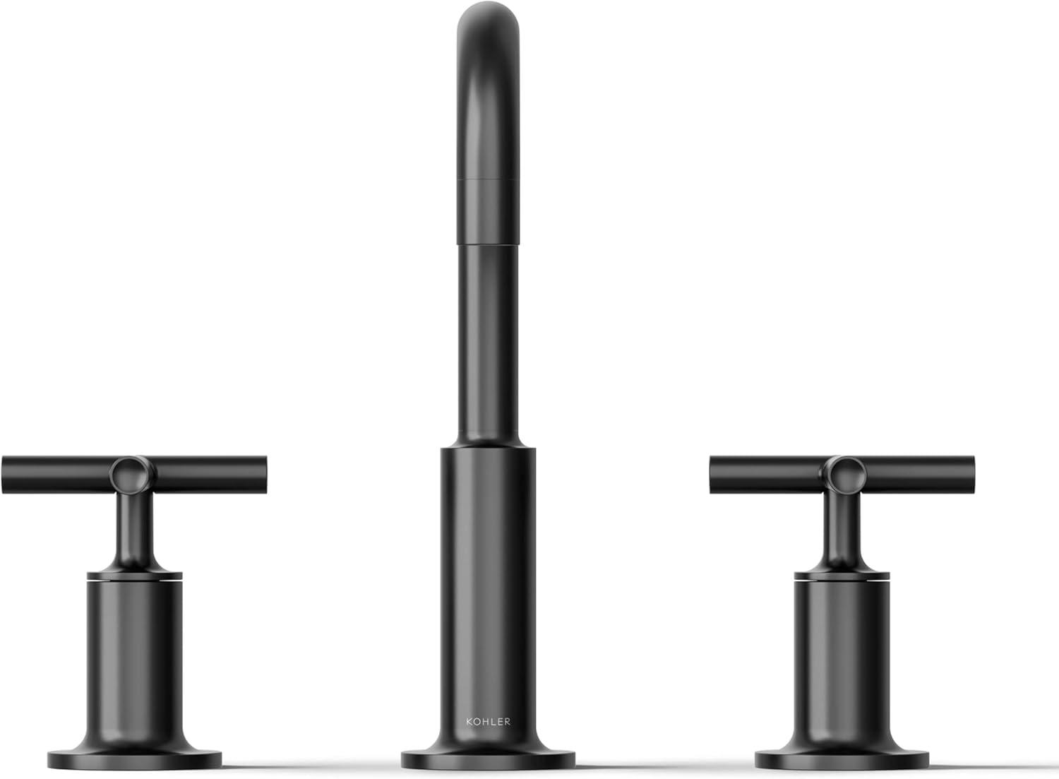 Kohler Purist® Widespread Bathroom Faucet with Pop-Up Drain Assembly, 3-Hole High Arc Cross Handle Bathroom Sink Faucet, 1.2 gpm