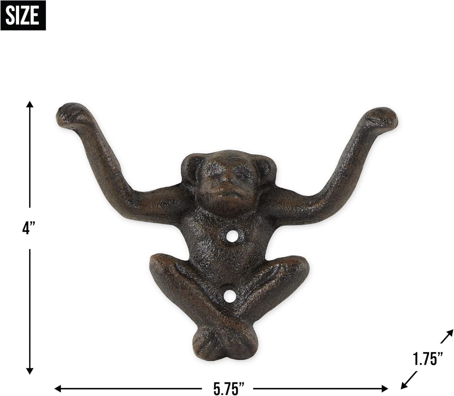 DII Cast Iron Collection Decorative Wall Hook Set, Monkey, 2 Count