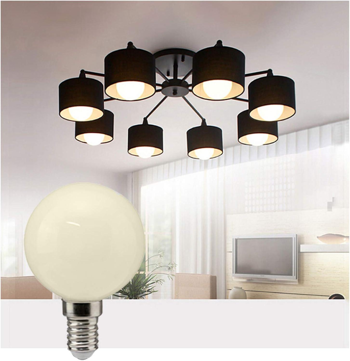 G16 (G50) E14 LED Bulb 5W 50 Watt Equivalent Incandescent Light Bulbs Night Stand Bulb Warm White 3000K Energy Saving Full Milky Glass Lamp Bulb for Home Lighting, AC 110-220V (6-Pack)