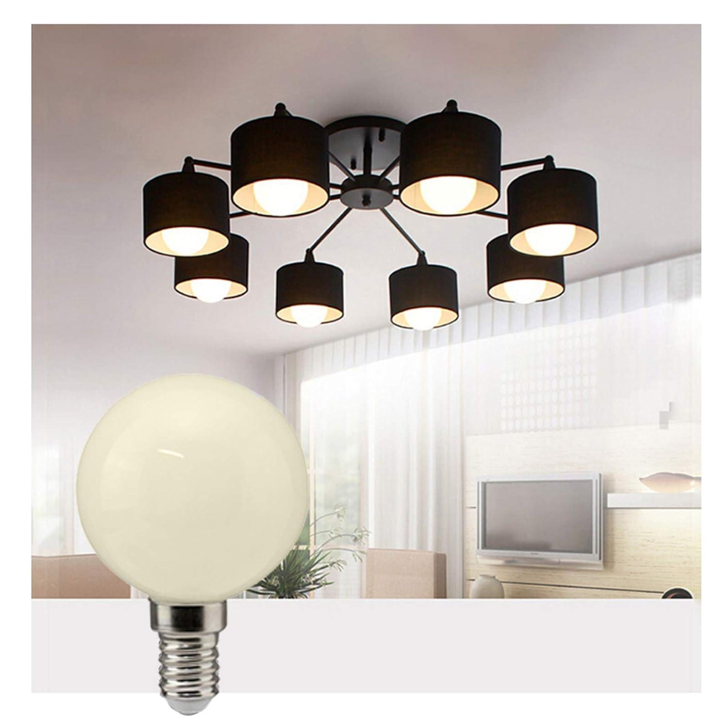 G16 (G50) E14 LED Bulb 5W 50 Watt Equivalent Incandescent Light Bulbs Night Stand Bulb Warm White 3000K Energy Saving Full Milky Glass Lamp Bulb for Home Lighting, AC 110-220V (6-Pack)