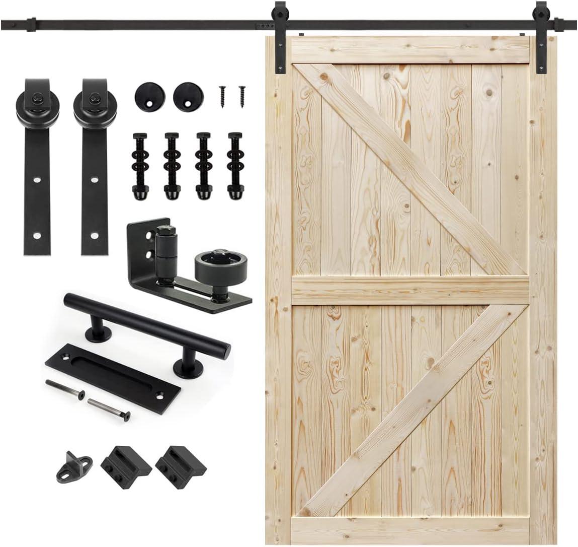 Unfinished Spruce 48" x 80" Barn Door with Sliding Hardware Kit