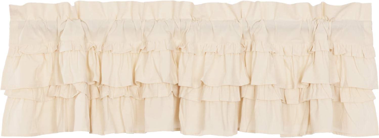 Unbleached Natural Muslin Ruffled Curtain Valance 16x60