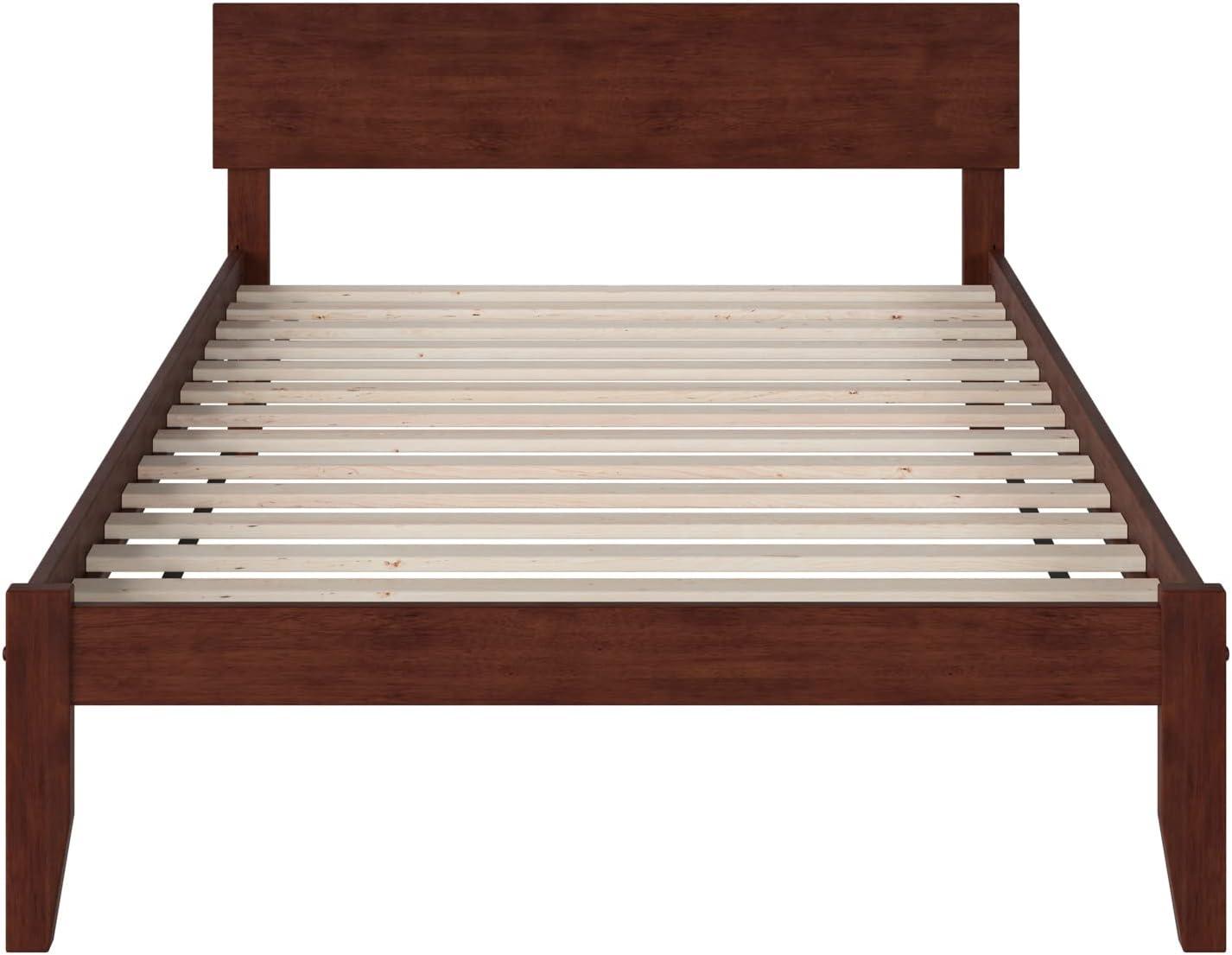 AFI Furnishings Orlando Twin Extra Long Platform Bed with Open Footboard and Turbo Charger in Walnut