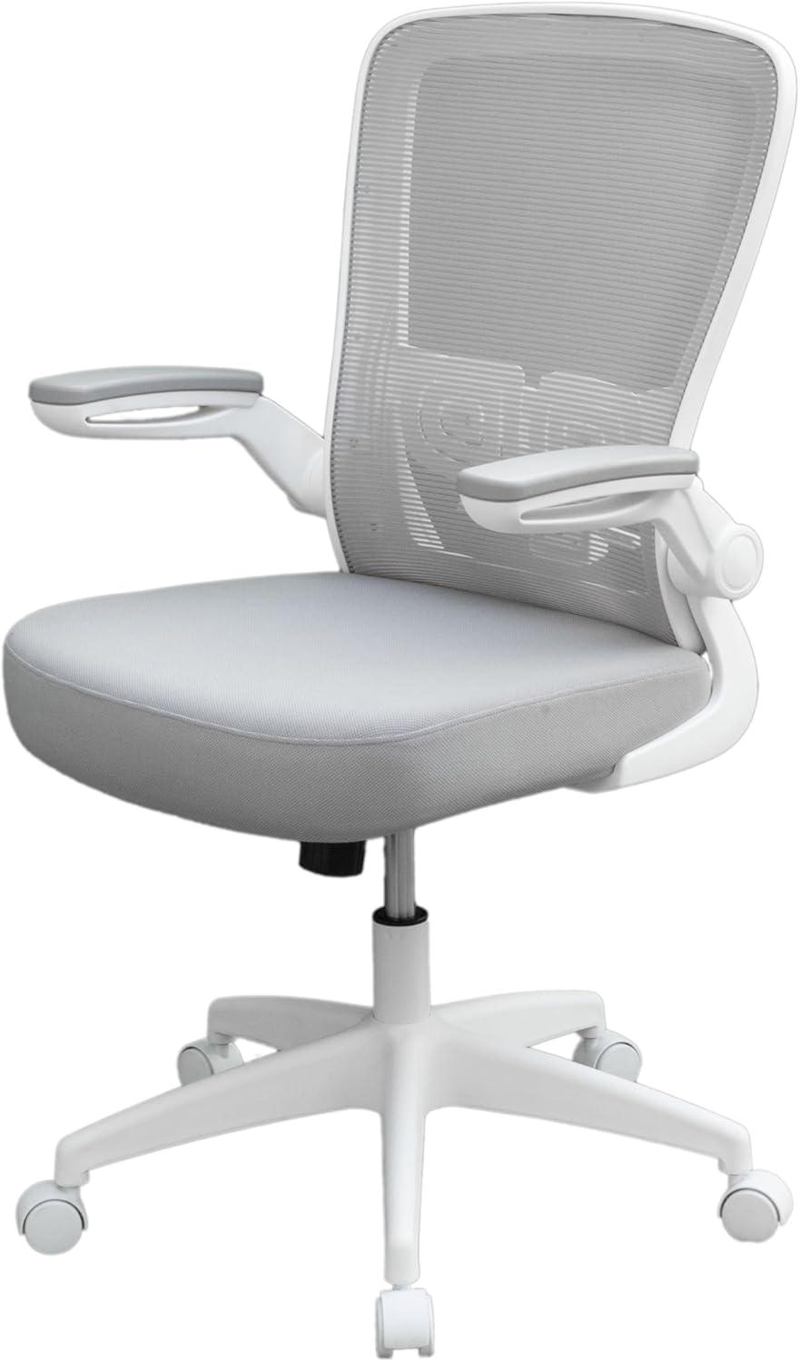 Boss Grey Mesh, Flip Arm, Task Chair, White Frame