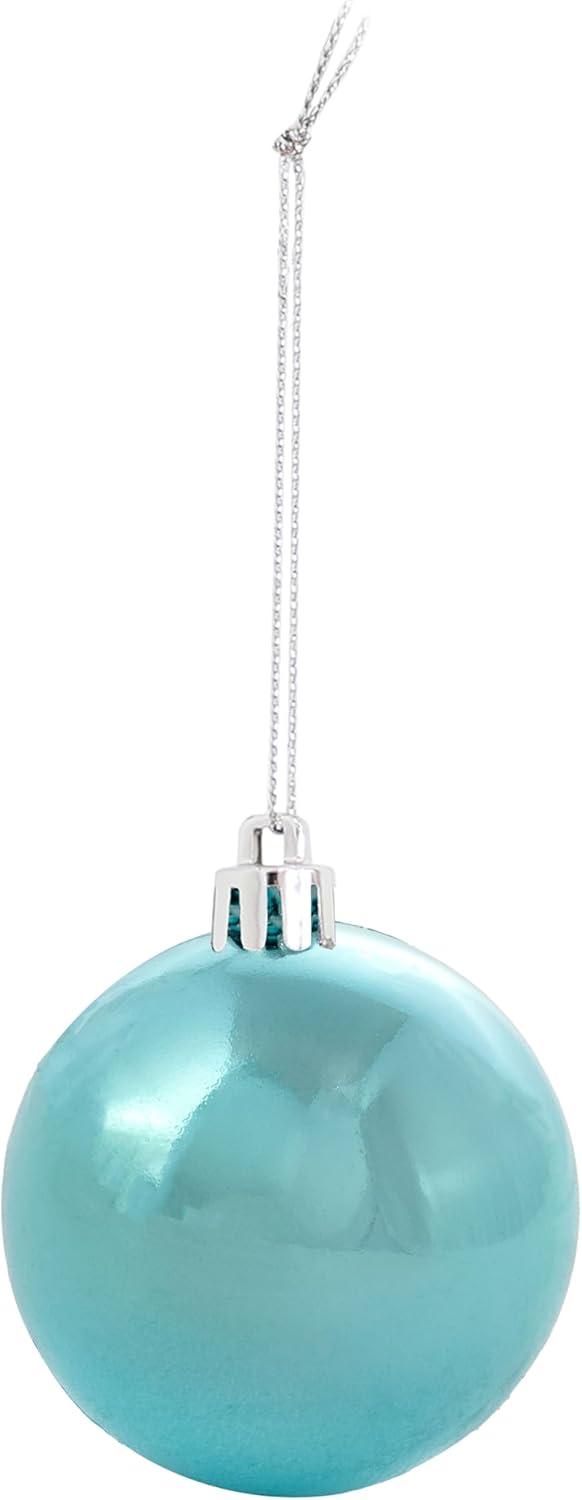 Sunnydaze Merry Medley Turquoise/Blue Plastic Christmas Ornament Balls, 24 Count