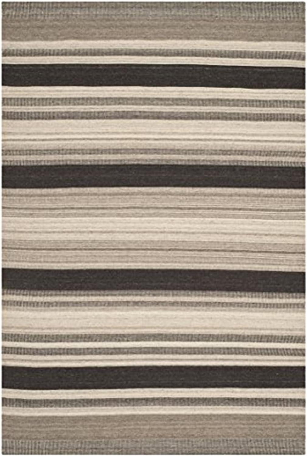 SAFAVIEH Dhurrie Henrika Geometric Wool Area Rug, Natural/Black, 5' x 8'