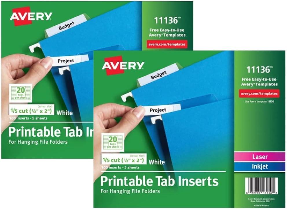 Avery Consumer Products Avery® Laser/Ink Jet Inserts For Hanging File Fold Paper Hanging Files Cabinet