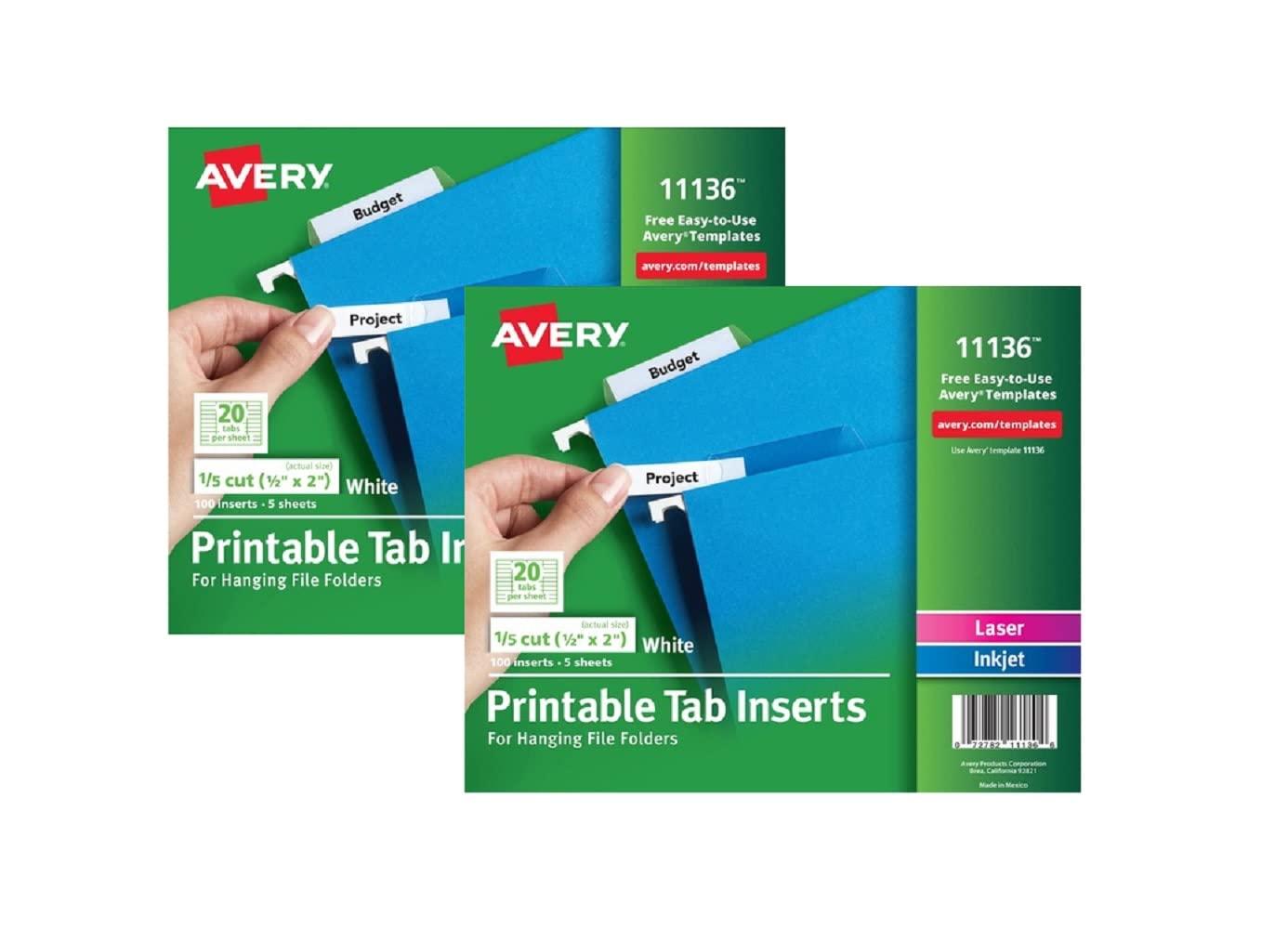 Avery Consumer Products Avery® Laser/Ink Jet Inserts For Hanging File Fold Paper Hanging Files Cabinet