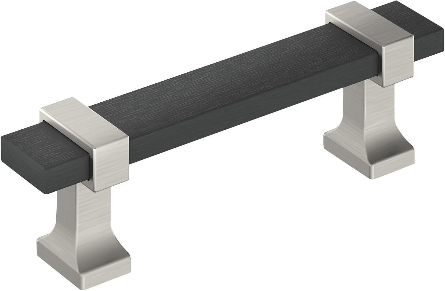 Amerock Overton 3 inch (76mm) Center-to-Center Brushed Matte Black/Satin Nickel Cabinet Pull