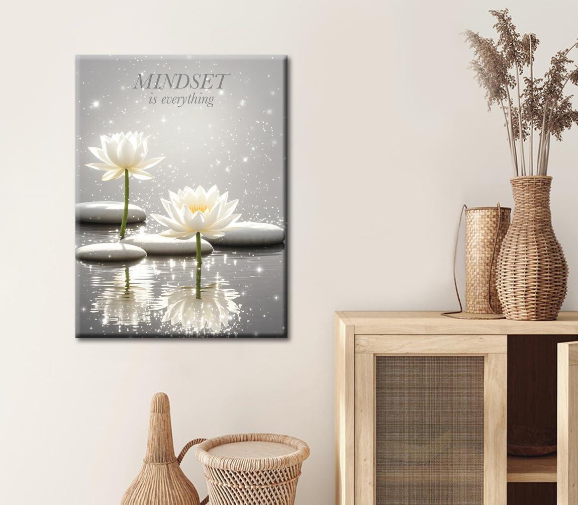 AXXPosters-Lotus Flower Wall Art Canvas Mindset Motivational Quotes Poster for Zen Office Wall Decor Spiritual Meditation Prints Artwork