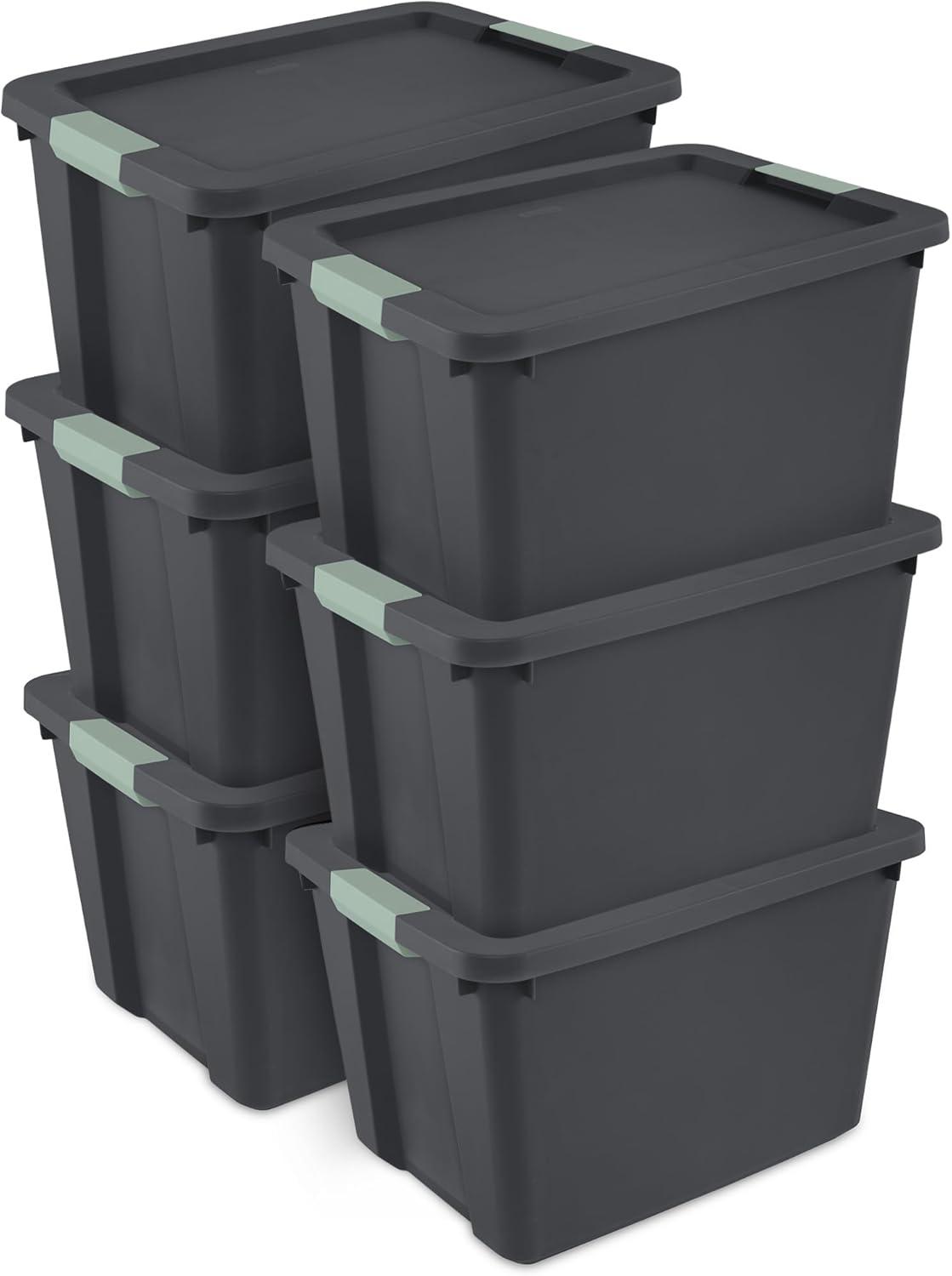 Sterilite Sterilite 6 Pack 20 Gallon Latch Tote, Stackable Plastic Storage Bin Container (Set of 6)