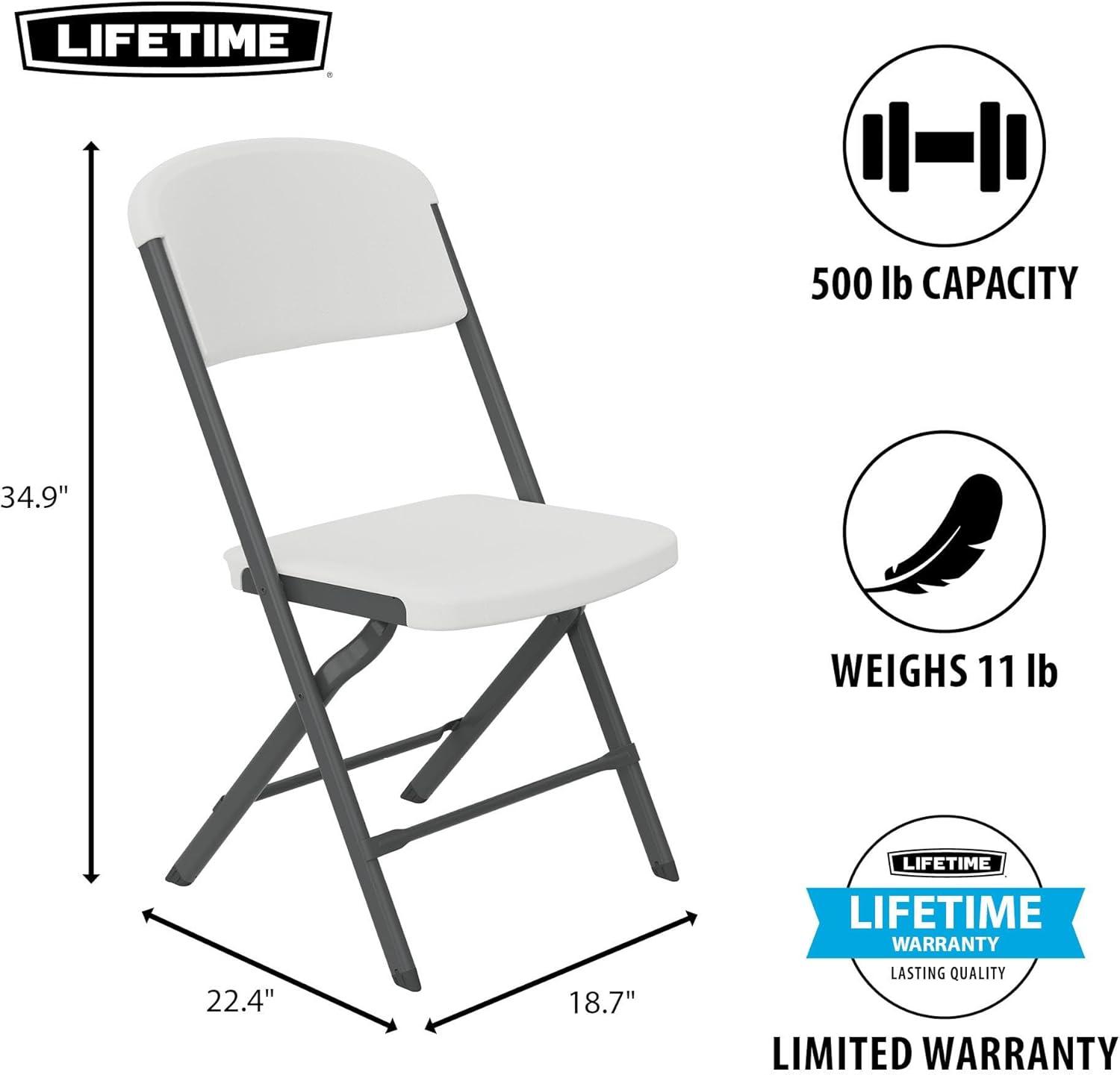 Lifetime Polyethylene Folding Chair - 4 Pack, Indoor/Outdoor (Commercial Grade)- White (81158)