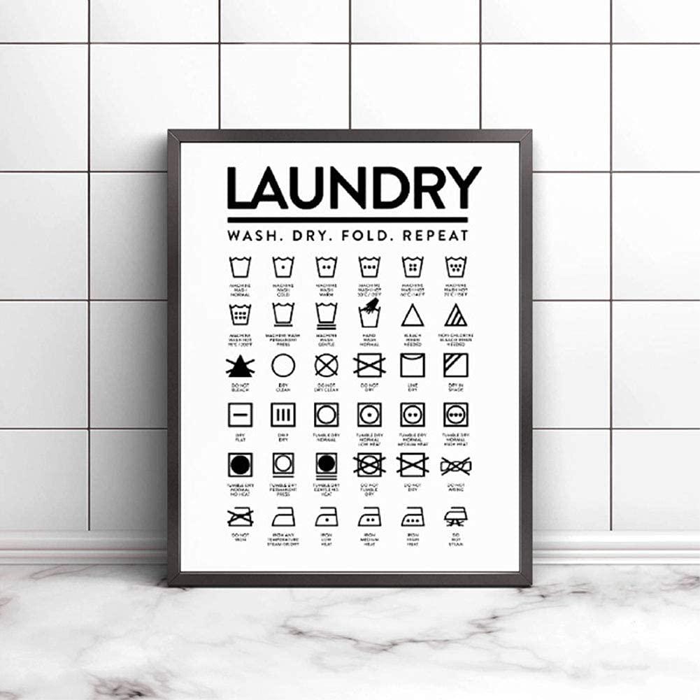 Nufar Laundry Symbols Guide Laundry Room Tin Sign Metal Wall Art Iron Painting for Indoor Outdoor Home Decor Room Door Accessories Poster Gifts 8x12 Inch