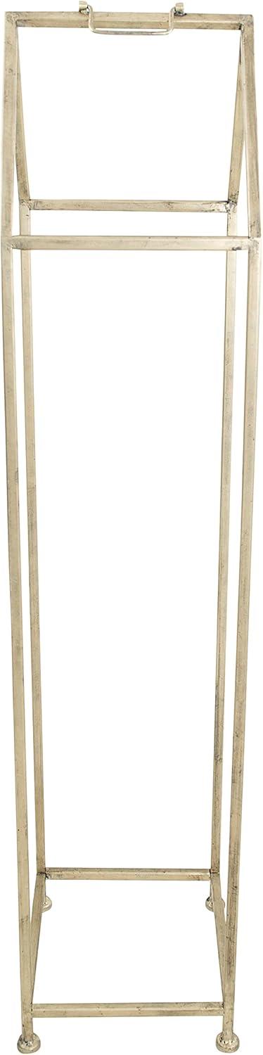 Storied Home Metal House Shaped Fire Wood Holder with Handle, Nickel