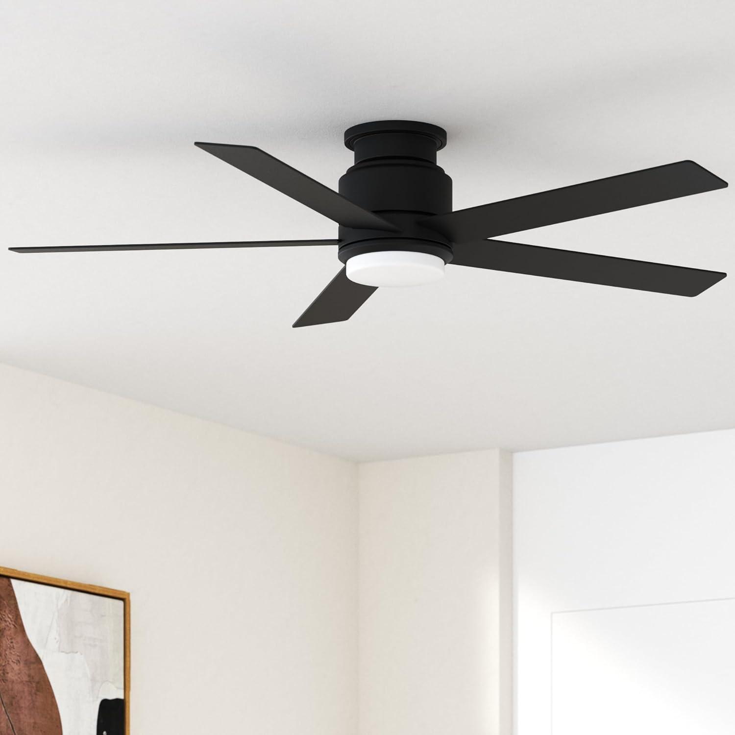 52" Casa Vieja Modern Outdoor Hugger Ceiling Fan with Dimmable LED Light Remote Control Matte Black Damp Rated for Patio Exterior