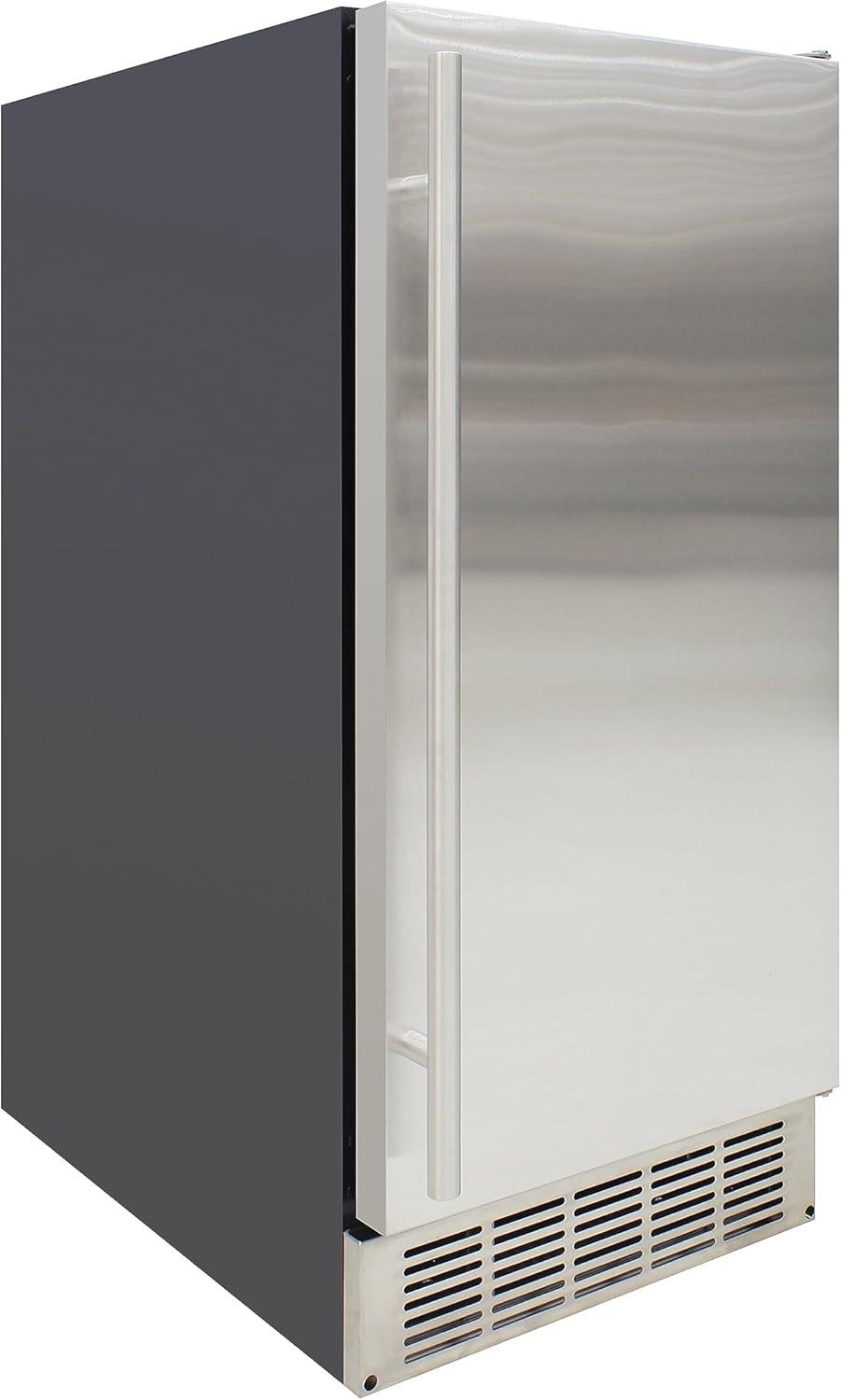 Indoor Built-in Ice Maker Stainless Steel Construction 25 lbs. Freezer Storage, Under Counter or Cabinet Ice Machine, for Commercial or Home Kitchen Use, Metallic
