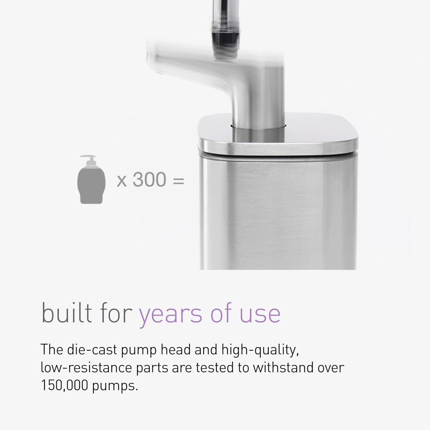 Simplehuman 10oz Pulse Pump, Kitchen Hand Soap Dispenser, Brushed Stainless Steel