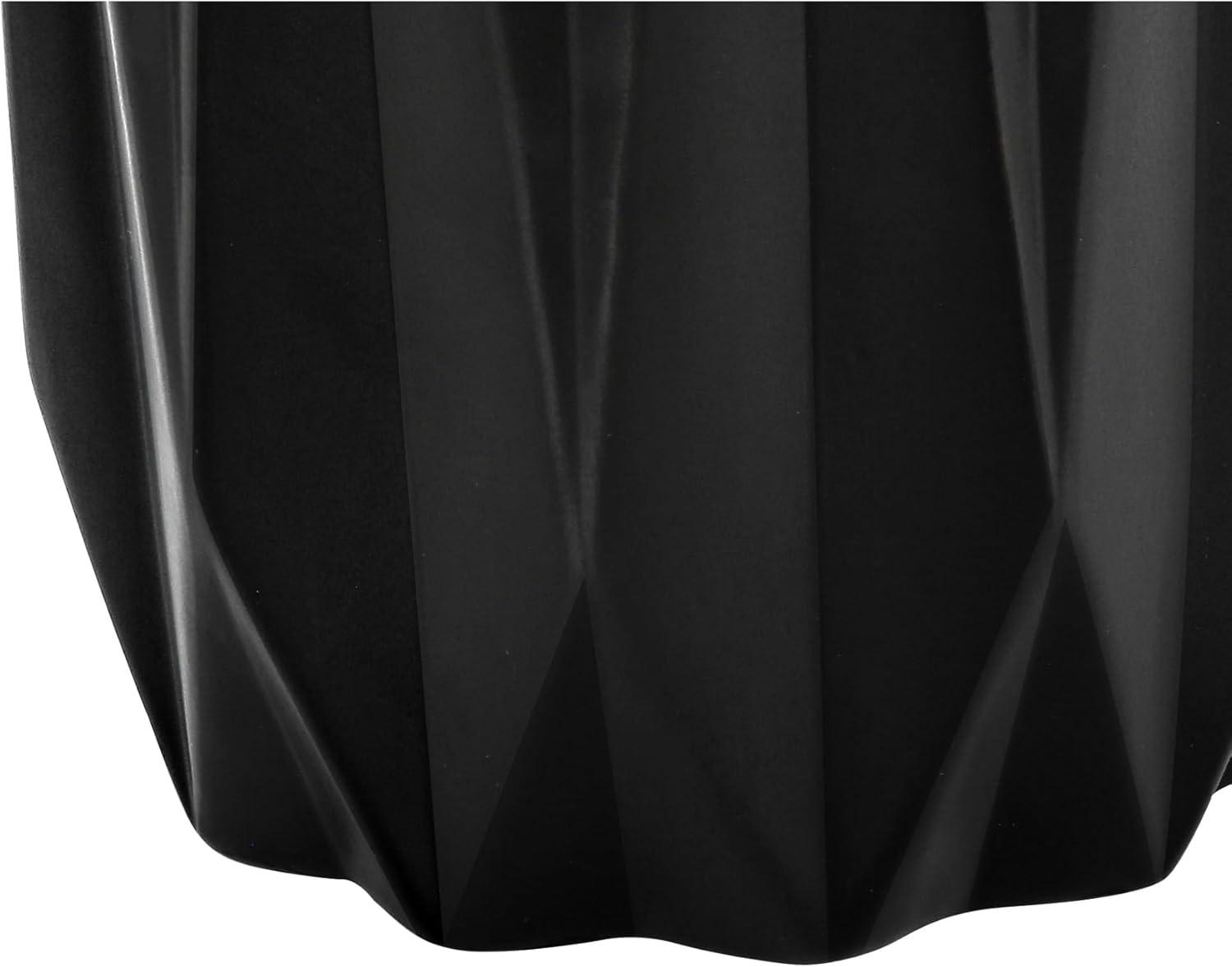 Benjara Table Lamp, 25 Inch Black Textured Ceramic Base, Ivory Fabric Shade