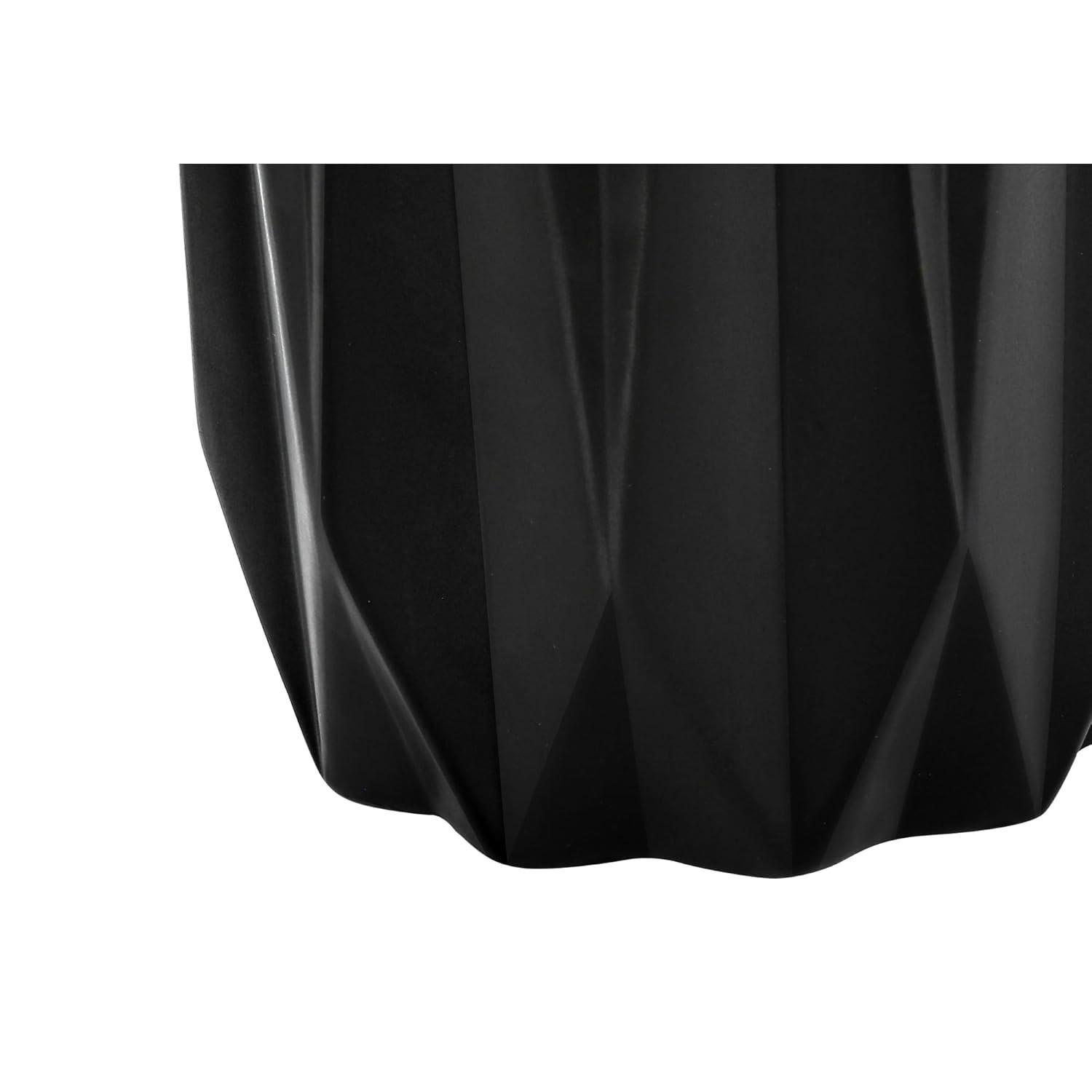 Benjara Table Lamp, 25 Inch Black Textured Ceramic Base, Ivory Fabric Shade