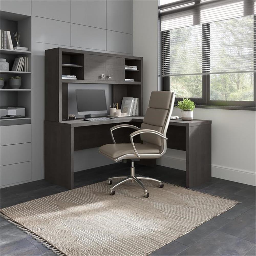 Bush Business Furniture Echo 2-Piece L-Shape Computer Desk Office Set with Hutch