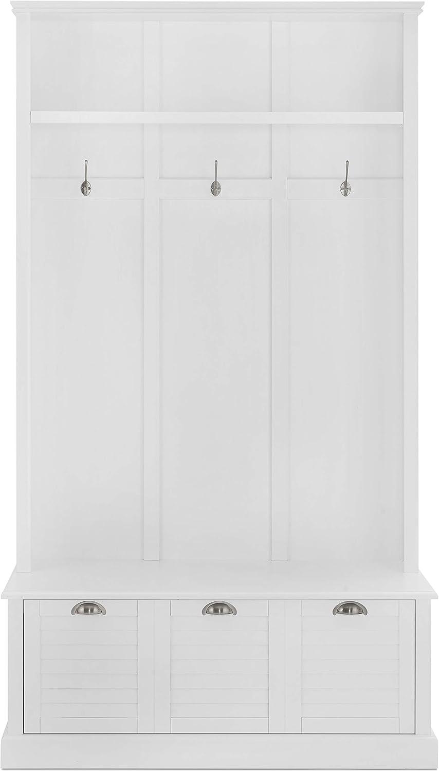 Ellison Hall Tree White - Crosley: Organizer Bench with Hooks & Storage Drawer