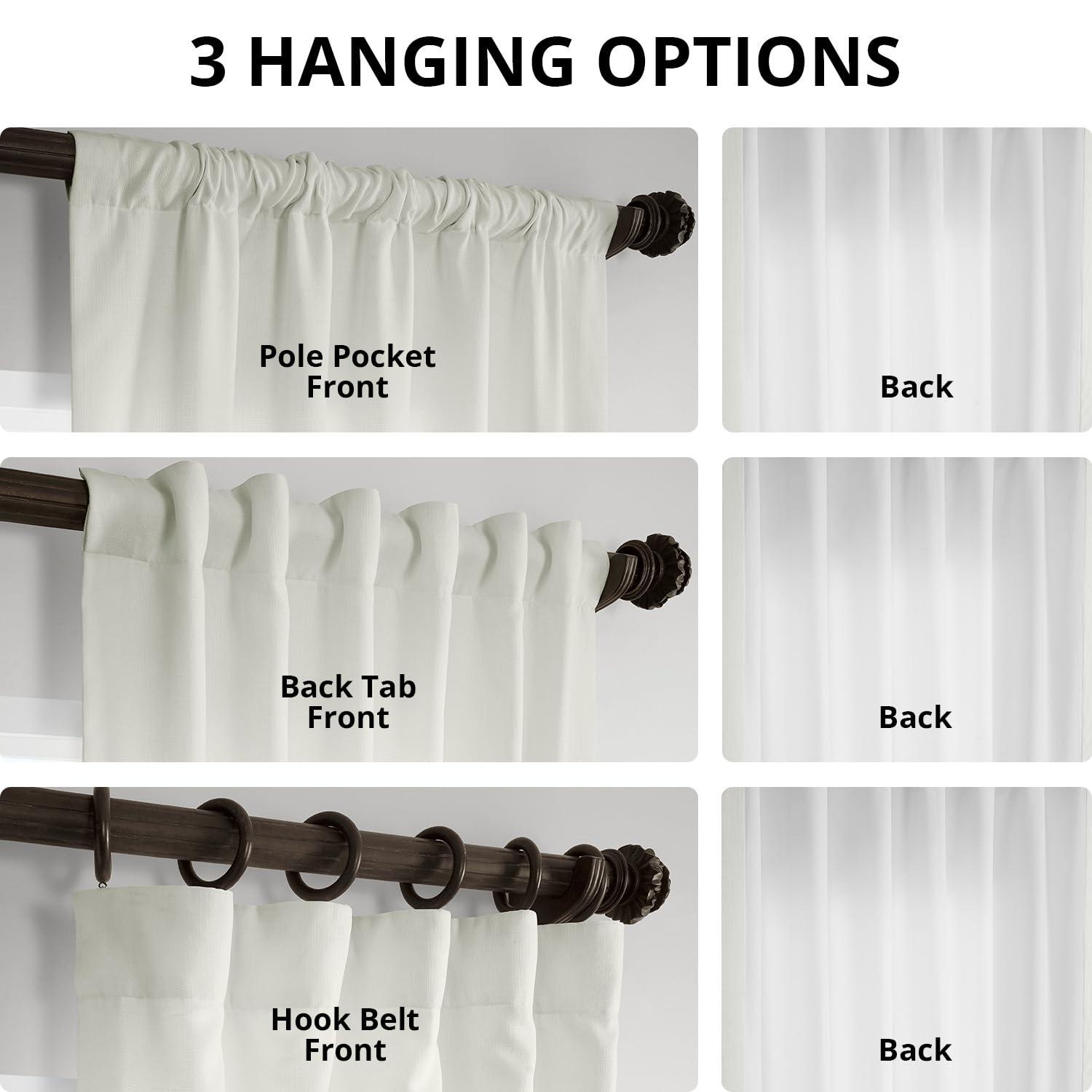 HPD Half Price Drapes Magnolia Off White Italian Faux Linen Room Darkening Curtains with Rod Pocket - 1 Panel - Window Curtains for Living Room & Curtains for Bedroom, 50W X 84L
