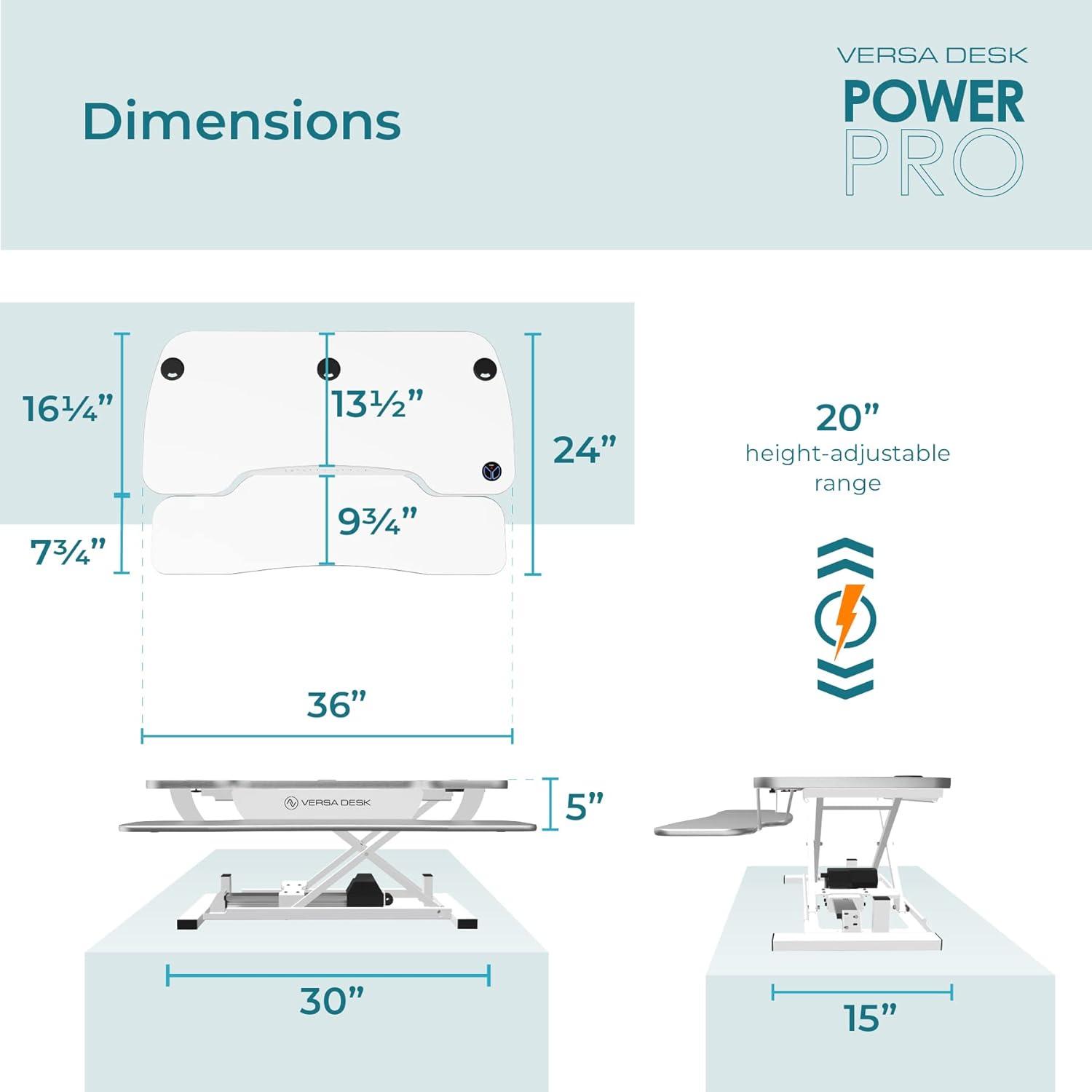 VERSADESK VersaDesk PowerPro Electric Height Adjustable Desk Converter w/ USB Charging Port