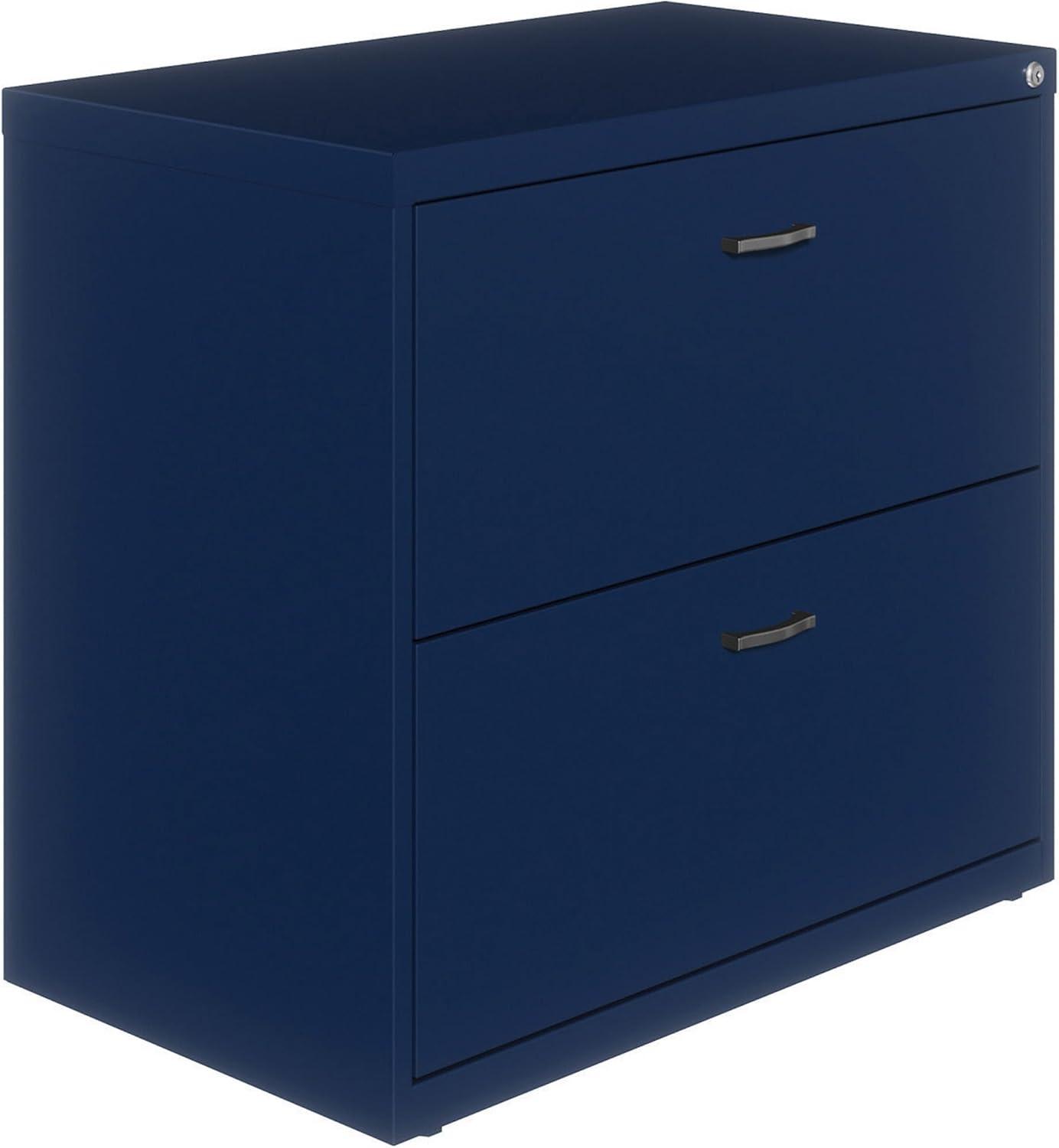 Navy 36" Steel 2-Drawer Lockable Lateral File Cabinet